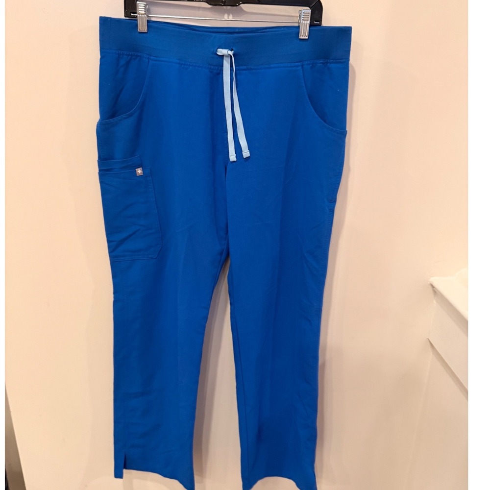 FIGS Kade Cargo Scrub Pants Royal Blue Large Tall Yoga Waist T21004T PO 3352
